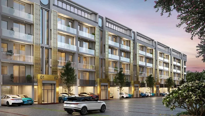 Low-rise floors along the internal street at dusk — Smartworld Gems, Sector 89 New Gurugram